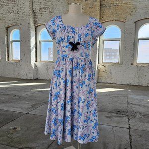 Evelyn Ribbon Rose Print Dress PUG Pinup Couture XL